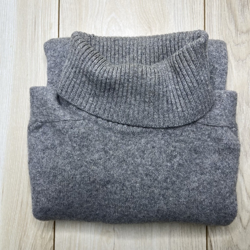 Vintage Lyle & Scott Scottish Cashmere Knit Turtleneck Sweater Women's 36 Gray